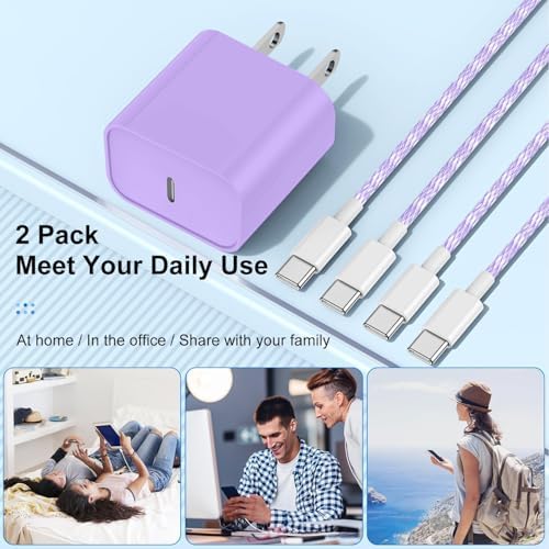 Elevate Your Charging Experience: 20 W USB-C Fast Charging Kit for i Phone 15 & 16 – 2 Pack Wall Adapter with 6 FT Cables – Stylish Pink Design for i Phone 16 Pro Max, 15 Pro Max & i Pad Pro – Enhanced Compatibility & Rapid Power Delivery