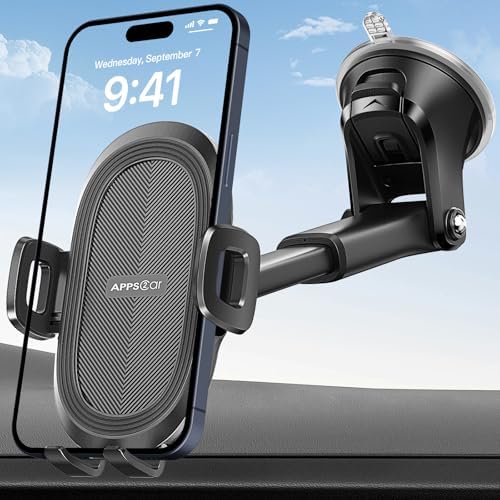 Ultimate APPS2 Universal Car Suction Cup Phone Mount – Secure Dashboard Holder for i Phone & Samsung – 360° Rotation, Sticky Gel Pad for Enhanced Stability – Effortless Installation & Hands-Free Navigation – Ideal for All Smartphone Models