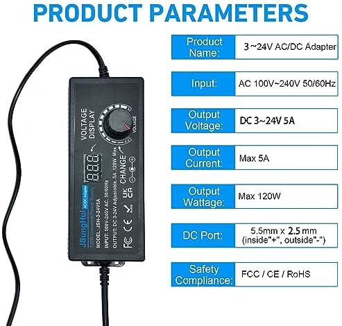 Versatile 120 W Universal AC to DC Power Adapter – Adjustable 3 V to 12 V, 10 A Output with 14 Interchangeable Tips & Polarity Converter for Seamless Compatibility with LED Strip Lights, Printers, CCTV Cameras, and More – Ultimate Efficiency and Durability Ensured