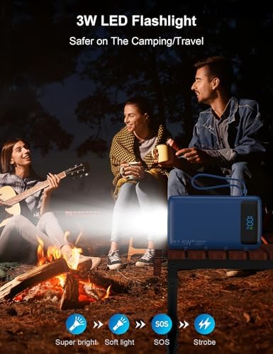 High-Capacity 27000 m Ah Portable Power Bank with Built-In Cable for i Phone 15/16 Series – Fast-Charging USB-C Battery Pack, LED Display for On-the-Go Charging, Reliable Travel Companion for All Smartphones