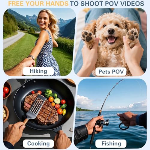 Beviliu Hands-Free Magnetic Neck Phone Holder for Seamless Content Creation – Ideal for Vloggers, Chefs, and Adventurers | Compatible with i Phone 12-16, Android, Go Pro, and Insta360 | Lightweight Adjustable Chest Strap for Comfort and Stability During POV Video Filming
