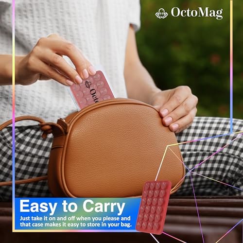 OCTOMAG Black Suction Phone Mount, Hands-Free Mag Suction Holder for iPhone & Android with MagSafe Only, iPhone Sticky Grip for Videos & Selfies! – Enhanced Compatibility and Speed