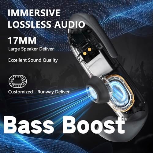 Revolutionary Open Ear Bluetooth 5.4 Sports Earbuds with Immersive Deep Bass | Lightweight and Ergonomic Wireless Headphones for Active Lifestyles | 36-Hour Extended Playtime with Clear Call Functionality | Ideal for Fitness Enthusiasts Seeking Unmatched Comfort and High-Performance Audio | Stay Aware and Engaged While Enjoying Superior Sound Quality