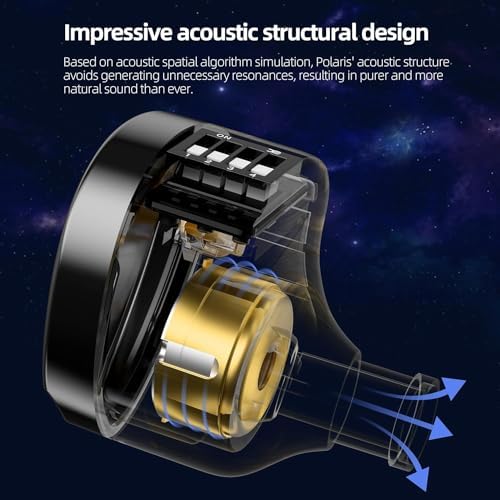 Elevate Your Audio Experience with CCA Polaris Dual Driver Wired Earbuds – Customizable In-Ear Monitors with 4 Tuning Switches & Detachable Cable for Musicians, Singers, and DJs (Gun, with Mic) – Unmatched Sound Clarity and Comfort for Professionals and Enthusiasts