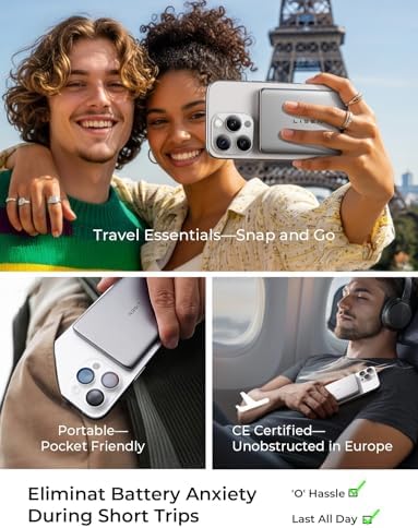 LISEN 0.3-Inch Ultra Slim Mag Safe Portable Charger for i Phone – 5000 m Ah Wireless Battery Pack for Effortless Travel Charging – Essential Magnetic Power Bank Compatible with i Phone 16 Pro Max/15/14/13/12 – Fast Charging, Lightweight Design for On-the-Go Convenience