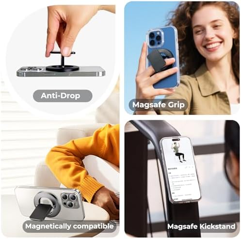 Dual-Sided Mag Safe Phone Grip & Magnetic Stand for i Phone 12-16 Pro Max – Secure Holder with Strong Magnet for Car Mounts & Gym Use – Versatile Accessory for Enhanced Mobile Functionality and Portability