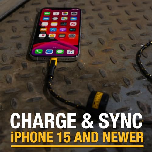 DEWALT Heavy Duty 2in1 Charging Cable, USB C to USBC w/Adapter USB, 60W PD Fast Charging & Data Sync, TypeC Charger Cables for Multiple Devices for iPhone 16/15 Pro Max, MacBook, iPad, Samsung Galaxy – Enhanced Compatibility and Speed