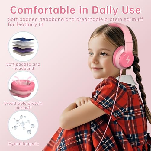 Unleash Your Child’s Potential with Premium USB-C Over-Ear Headphones – Crisp HD Audio, Safe Volume Control for Young Ears, Perfect for Learning and Adventure, Compatible with i Pads, PCs, Tablets – Stylish Foldable Design in Eye-Catching Blue for Ultimate Comfort and Engagement