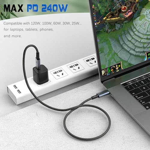 High-Performance USB C Thunderbolt 4 Cable: 240 W Power Delivery, 40 Gbps Data Transfer, and 8 K Video Output at 60 Hz – 5 ft Durable Connector for Quick Charging and Seamless Device Integration – Perfect for Tech Professionals and Enthusiasts