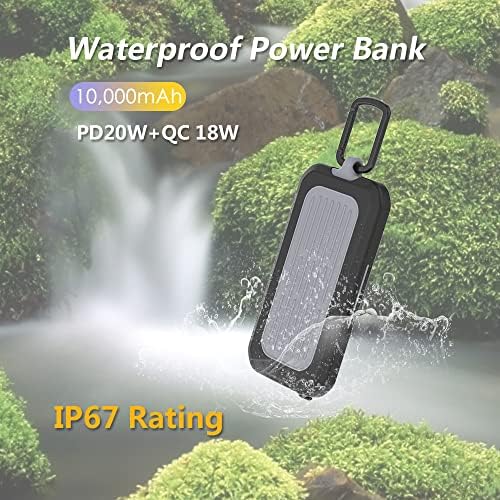 XWIN 10000 m Ah Outdoor Waterproof Power Bank: Ultra-Rugged Fast Charger with USB C PD 20 W, IP67 Dustproof Design & Built-in Flashlight for Camping and Hiking, Compatible with i Phone, i Pad, Samsung Galaxy, Android Devices – The Ultimate Portable Power Solution for Adventurers and Everyday Users