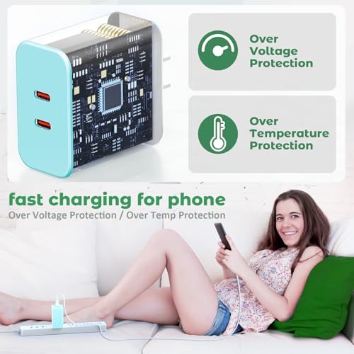40 W Dual-Port USB-C Fast Charger for i Phone 15/16/14/13/12/11 Pro Max & Samsung – High-Speed Compact Charging Block with Power Delivery & Quick Charge for Home and Travel Efficiency