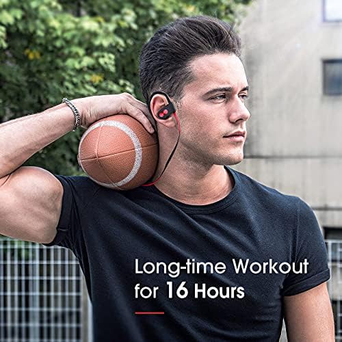 Redzoo V5.0 Bluetooth Sports Headphones – IPX7 Waterproof Wireless Earbuds with 16 Hours of Playtime, CVC 6.0 Noise Cancellation, and Bass+ HD Stereo Sound for Uninterrupted Gym and Running Sessions – Ergonomic In-Ear Design for Ultimate Comfort and Durability