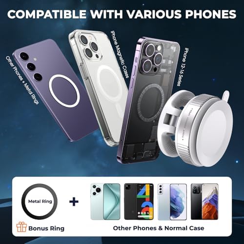 Revolutionary Vacuum Magnetic Phone Holder for Mag Safe & Universal Smartphones – Ultimate Multi-Surface Solution for Cars, Gyms, and Home Use – Reliable Suction Mount for Hands-Free Navigation and Streaming
