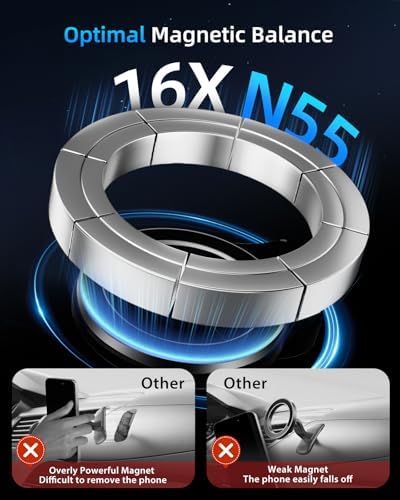 Pop-Tech Mag Safe Adhesive Car Mount – Advanced Magnetic Phone Holder for i Phone 12-16 Series | 360° Rotatable Dashboard Mount with Enhanced Grip and Seamless Integration for Ultimate Driving Convenience