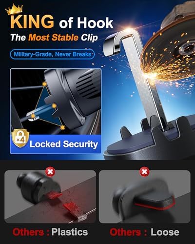 Elevate Your Driving Experience with the 2025 Military-Grade Magnetic Car Mount Vent – Ultimate Stability for Mag Safe and Android Devices, Featuring Upgraded Strongest Magnet & Metal Hook Design, Non-Charging, Black Finish, Certified Safety & Patented Technology for Unmatched Convenience and Durability.