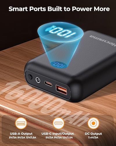 Ultimate 16000 m Ah Heated Vest Battery Pack – Rechargeable Power Bank for ORORO & Venustas with Versatile DC/USB/Type-C Outputs and LED Display – Stay Warm Anywhere, Anytime!