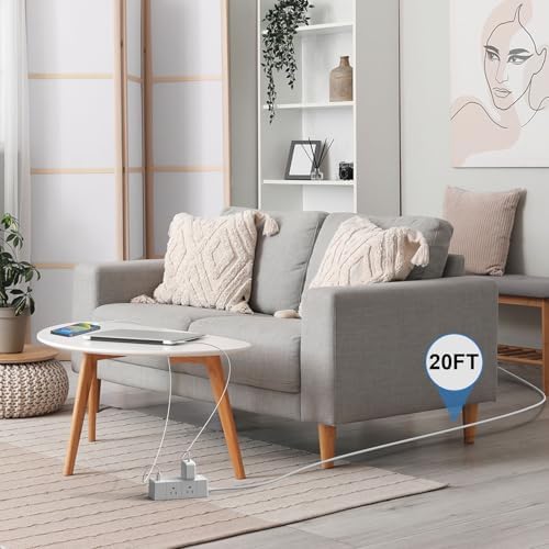 15 Ft Flat Plug Power Strip with 6 AC Outlets and 3 USB Ports – Tcstei Compact Extension Cord for Home, Office, and Dorm Room – Versatile ETL Certified Power Solution with Fast Charging and Space-Saving Design