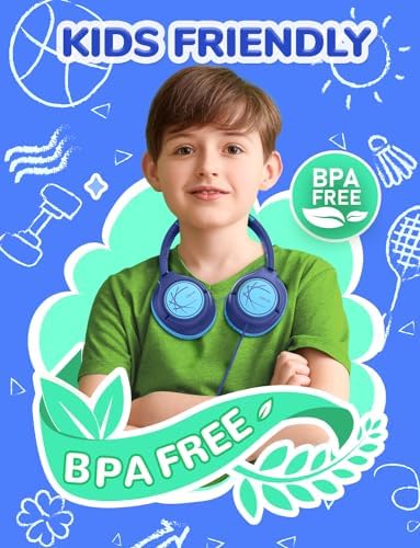 i Clever Kids Headphones: Safe 85 d B Volume Limit, Ergonomic Foldable Design, Superior Stereo Sound, 3.5 mm Jack Compatibility – Ideal for Travel, School & Home Use – Stylish Blue-Green for Boys & Girls