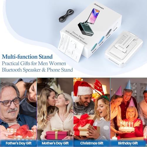 Transform Your Multimedia Experience with the JTEMAN Adjustable Tablet Stand Featuring Bluetooth Speakers – Versatile Kitchen Gadget and Perfect Gift for Him or Her – Wireless Charging Station for Phones and Tablets, Enhanced Compatibility for All Devices