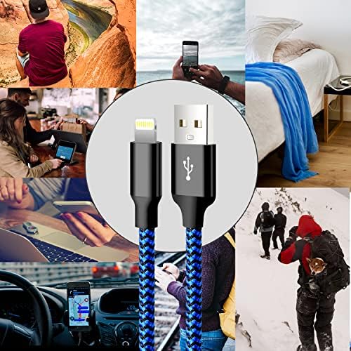 Premium 5-Pack i Phone Charger Set: MFi Certified Nylon Braided Fast Charging Cables (3 FT, 6 FT, 10 FT) for i Phone 14/13/12/11/X/Max/8/7/6/5/SE/i Pad – Unmatched Durability & Versatile Lengths for Every Lifestyle