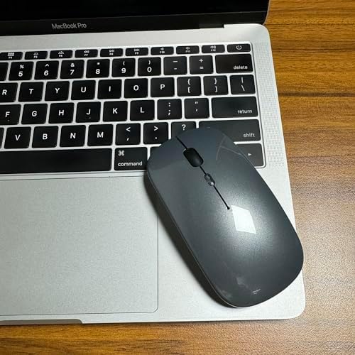 Sleek Bluetooth Wireless Mouse for Mac, Windows & i Pad – Ergonomic Design, High-Precision Navigation, Rechargeable & Dual-Mode Compatibility (Gray & Black) – Elevate Your Productivity with Clutter-Free Connectivity
