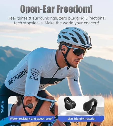 King Lucky i21 Purple Bluetooth 5.3 Open Ear Clip-On Earbuds – Advanced Noise Cancellation & IPX4 Waterproof Design for Small Ears and Glasses Wearers – Perfect for Active Lifestyles & Hands-Free Calls