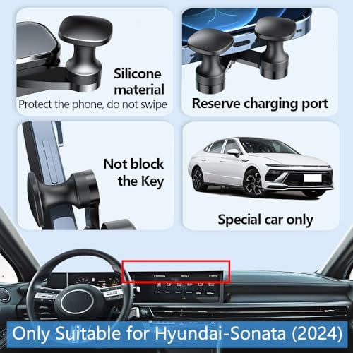 Hyundai Sonata 2024-2025 Premium Mobile Phone Holder – Effortless Tool-Free Installation, Adjustable Viewing Angles, and Robust Design for Ultimate Device Stability and Stylish Interior Integration – Essential Car Accessory for Safe Navigation and Enhanced Driving Experience