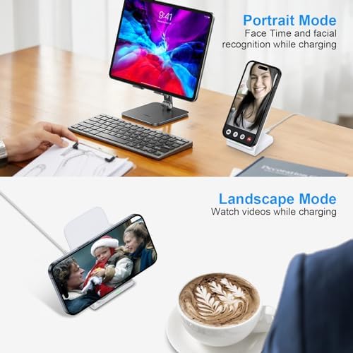 Dual 15 W Fast Wireless Charger Stand for Samsung Galaxy S25/S24 & i Phone 15 – 2-Pack Cordless Charging Dock with Enhanced Compatibility for Android Devices – Sleek Design for Home and Office Use
