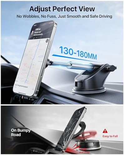 andobil [True Military-Grade for MagSafe Car Mount, 2025 Ultimate Magnetic Phone Holder for Car Dashboard Windshield Vent, Retractable Car Phone Holder Mount for iPhone 16 15 14 13 Pro Max Sumsung – Enhanced Compatibility and Speed