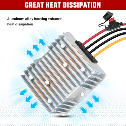 Nilight 48 V to 12 V Waterproof DC Voltage Converter – High-Efficiency 240 W Regulator for Golf Carts & Electric Scooters – Reliable Step-Down Power Supply with Overcurrent Protection and Easy Installation for Enhanced Energy Performance