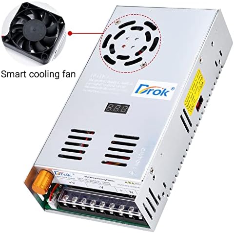 DROK 24 V Adjustable Power Supply – High-Efficiency AC to DC Converter for Reliable Power Delivery, 20 A 480 W Regulated Adapter Perfect for Computer Labs and Versatile Electronic Applications, Adjustable 5 V to 24 V Voltage Transformer for Enhanced Performance and Compatibility
