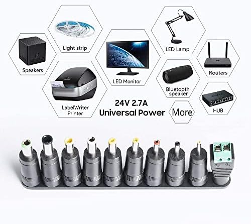 KFD 24 V Universal Power Adapter for Logitech Racing Wheels & Silhouette Cameo – Versatile Compatibility with 10 Connector Tips for Enhanced Device Performance & Reliability – Ideal for Scanners, Printers, and Soundbars – UL/CE/FCC/Ro HS Certified with 36-Month Warranty – Upgrade Your Power Supply Today!