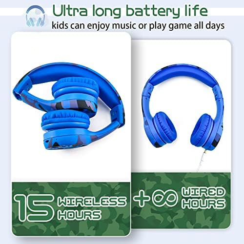 Light Blue Kids Bluetooth Headphones – Safe 93 d B Volume Limitation for Ear Protection – Foldable & Travel-Friendly Design – Built-in Microphone for Hands-Free Calls – Comfortable Wireless Headphones for Toddlers and Children – Perfect for School, Home, and Fun Activities