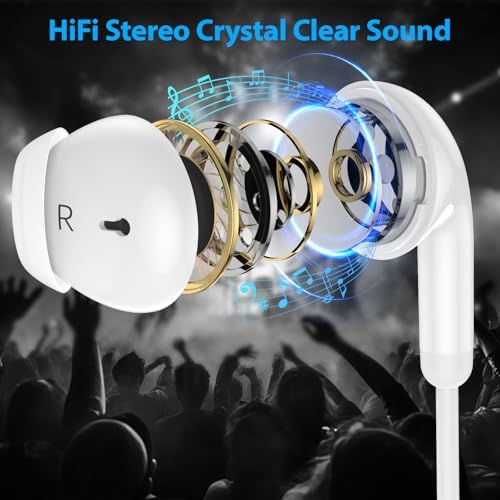 AFGHOA USB C Earbuds: Hi-Fi Stereo Wired Headphones with Noise Cancelling Technology for i Phone 16 e/16/15 Pro Max Plus & Samsung Galaxy S25/S24 – Ergonomic Design with Built-in Microphone for Enhanced Call Clarity and Immersive Sound Quality – Ideal for i Pad 11 th & 10 th Gen – Durable, Everyday Use, and Seamless Compatibility
