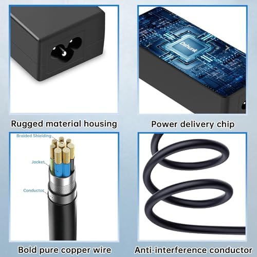 65 W High-Efficiency AC Adapter for Dell Inspiron & Vostro Series – Ultra-Compatible 4.5 mm Tip Laptop Charger with Enhanced Portability, Ideal for 3000, 5000, 7000 Models – Lightweight Design Perfect for On-the-Go Use and Travel-Friendly Power Solution