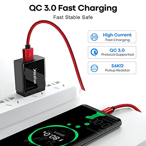 CLEEFUN 20 ft USB Type C Cable – Extra Long Nylon Braided Charger Cord for Fast Charging & Data Transfer, Compatible with Samsung Galaxy Note, LG, Moto, Pixel, Switch & More – Durable & Tangle-Free Design for Ultimate Convenience