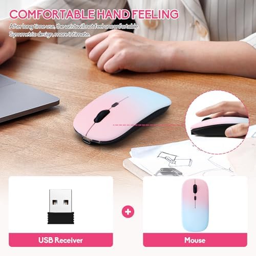 Seamless Productivity with 3 Pack Rosy Glow Red Wireless Bluetooth Mouse – Rechargeable, Silent, and Slim Dual Mode Mice for Laptop, Desktop, i Pad, and Mac – Perfect for On-the-Go Professionals and Students