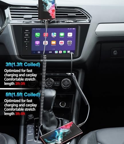 Coiled USB C to USB C Charger Cable 2-Pack (3 FT) – Fast Charging for i Phone 16/15/15 Pro/15 Plus/15 Pro Max & Samsung Galaxy S23 – Tangle-Free Design for Effortless Use in Car or Home – Durable, Flexible Power Solution for All USB C Devices