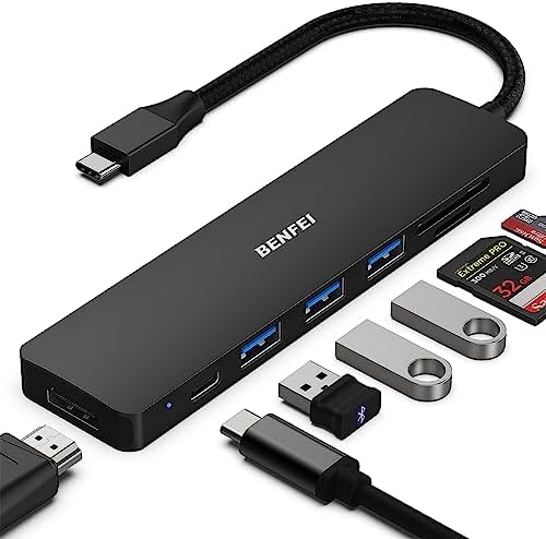 BENFEI 7-in-1 USB C Hub Multiport Adapter – Ultimate Connectivity Solution with 4 K HDMI, 100 W Power Delivery, High-Speed USB 3.0 Ports, and Card Readers for i Phone 15 Pro/Max, Mac Book, i Pad Pro & Samsung S23 – Boost Productivity and Streamline Your Setup