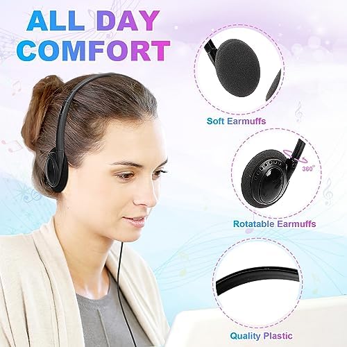 Bulk Classroom Headphones 25 Pack – Premium Durable Wired Earphones for Enhanced Student Learning, Comfortable Fit for Kids and Adults – Superior Sound Quality for Educational Use (HY103, 25 Black)