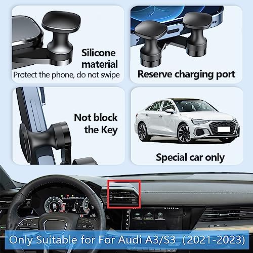 Premium 360-Degree Rotating Car Phone Holder Mount for 2021-2024 Audi A3, S3, RS3 – Ultimate Smartphone Bracket for Enhanced Safety and Convenience in Vehicle Interior Accessories