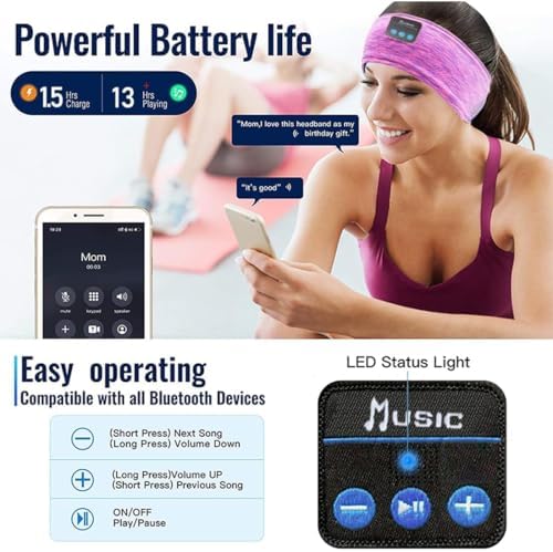 Revolutionary Bluetooth Sleep Headband for Side Sleepers – Ultra-Comfortable Wireless Headphones with Adjustable Fit for Podcast Lovers and Active Lifestyles, Perfect for Restful Nights and Soothing Sounds