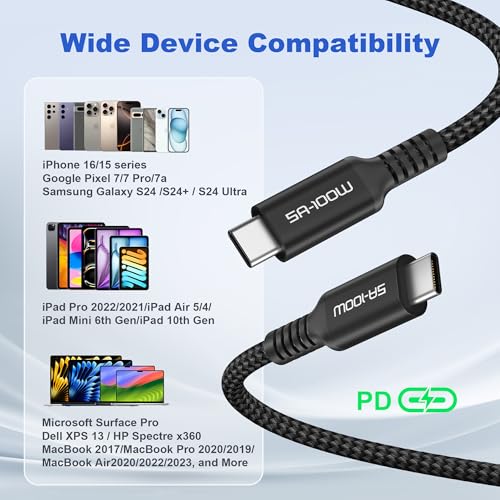 Basesailor iPad Mini 7 Charger Cable 10FT,USB C to USB C Cord 100W with USB Adapter,Fast Power Delivery Charging Cord for Apple iPhone 16 15 Pro Max Plus,iPad 10th Air 4th 5th Generation,AirPods 4,S24 – Enhanced Compatibility and Speed