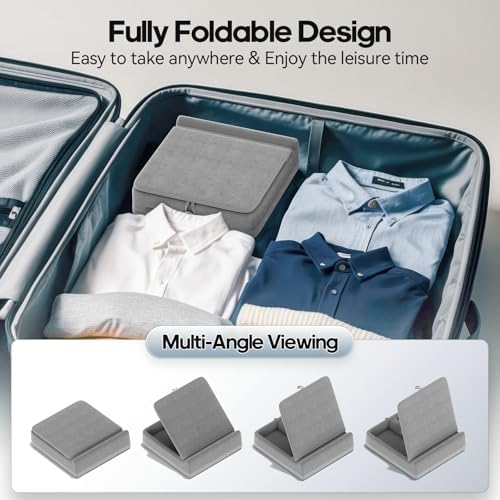 KDD Multifunctional Tablet Pillow Stand – Adjustable Foldable i Pad Holder for Bed, Lap, and Desk with Soft Pad Dock and Stylus Storage – Compatible with i Pad Pro (12.9, 10.5, 11), Air, Mini, Phones, and Books – Ultimate Comfort and Versatility for Hands-Free Use