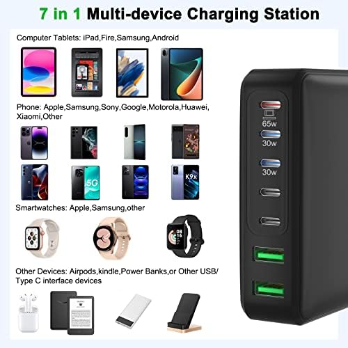 High-Speed 185 W USB C Charging Station with 7 Ports – Versatile Ga N Charger for Mac Book Pro/Air, i Pad, i Phone 14/13/12 Series, and Samsung Galaxy Note – Ultimate Multi-Device Power Hub for Home, Office, and Travel