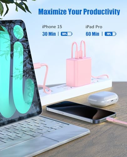 Ultra-Fast 40 W Dual-Port USB-C Charger with 4 Premium 6 FT Cables | Perfect for i Phone 16/15 Pro Max, i Pad Pro & Samsung S24 | Compact, Travel-Ready Design for Effortless Charging | Experience Rapid Power Delivery & Versatile Compatibility for All Devices
