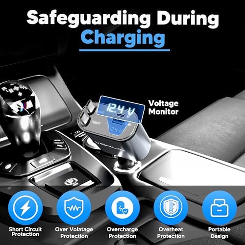 Ultimate 4-in-1 Retractable Car Charger – 66 W High-Speed USB Adapter with 2.6 ft Cables for i Phone 15/14 Pro – Fast Charging, Tangle-Free Design, Dual USB Ports for Multiple Device Compatibility – Ideal Travel Companion for On-the-Go Charging