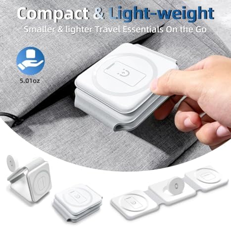 Revolutionize Your Charging Experience with the Advanced 3-in-1 Wireless Charger for i Phone, Apple Watch, and Air Pods – Portable Magnetic Mag-Safe Station for i Phone 12-16 – Fast, Efficient Charging in Sleek Black Design for On-the-Go Lifestyle