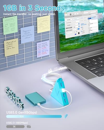 Maximize Your Device Connectivity with the Stylish Dark Purple USB C Hub Tower – 4-Port Splitter Adapter Featuring 2 FT Cable for Mac Book, i Mac, and Surface – High-Speed USB 3.0 Hub for Effortless Multi-Device Management and Enhanced Productivity