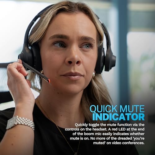 JLab Go Work Gen 2 Wireless Headset – Unmatched 55+ Hour Battery Life for All-Day Listening – Bluetooth Multipoint Technology for Seamless Laptop & Mobile Use – Versatile Wired/Wireless Compatibility with USB Dongle – Ergonomic On-Ear Design Perfect for Remote Work and Leisure Activities – Superior Sound Quality with Built-in Microphone for Clear Communication